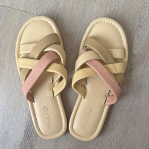 Madewell Women's Leather Sandals in Cream, Tan, and Pink Size 8.5